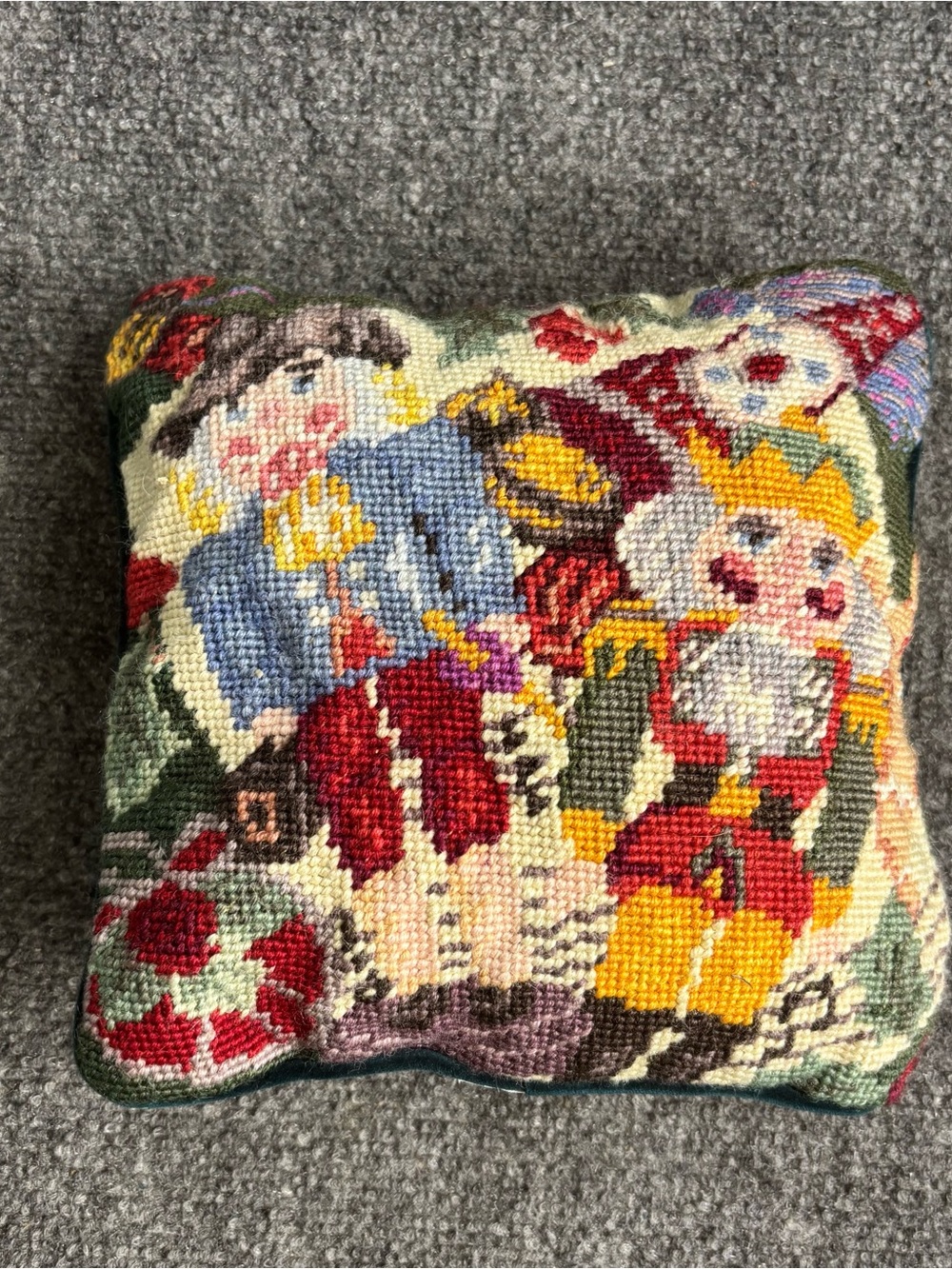 Handcrafted Needlepoint Accent Pillow in Multicolor
